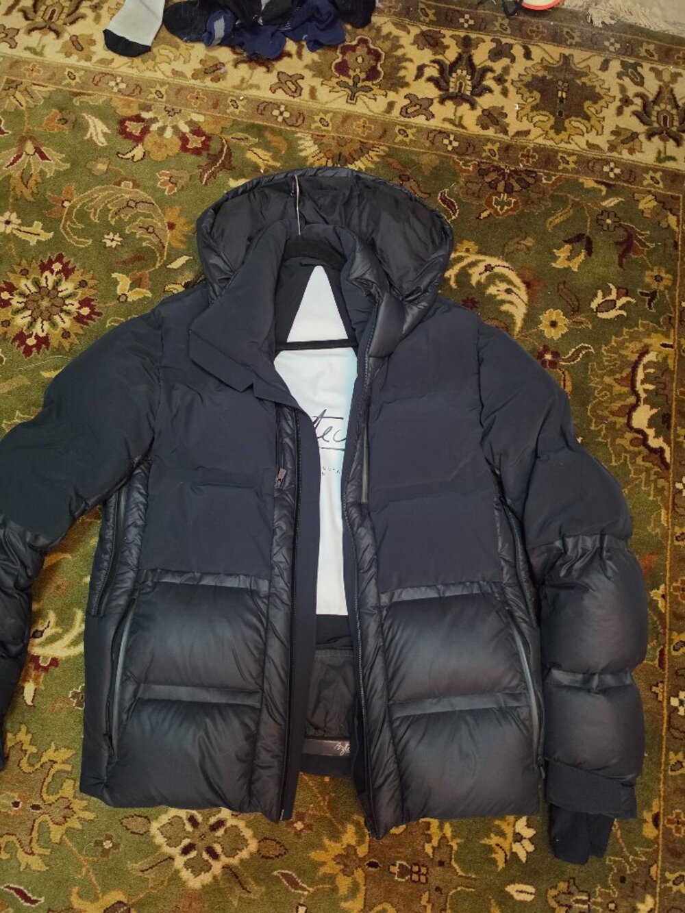 AZTECH MOUNTAIN Wool-Blend Trimmed Shell Down Jacket large excellent